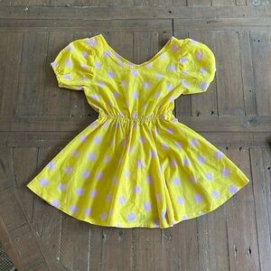 Wild rich kids yellow polka dot twirl dress
